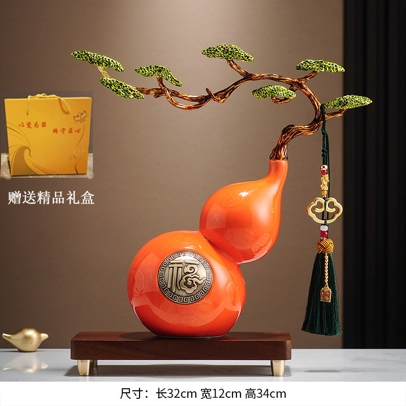 Magnolia Gourd Ornament, Luxury Chinese Style Decor, Hallway Cabinet Desktop Art Deco, Housewarming Gift