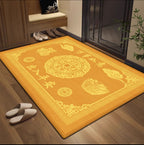 New Chinese Style Yellow Doormat, Wealth Attracting Feng Shui Floor Mat, Non-slip Entryway Rug for Front Door & Hallway Home Decor