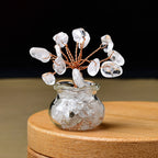 Premium Natural Crystal Tree Ornament, Raw Crystal & Crushed Chips Money Tree in Mini Aquarium, Unique Crystal Energy Desktop Gift