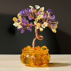 Natural Citrine Money Tree Glass Ingot Treasure Bowl Crystal Tree Desktop Ornament