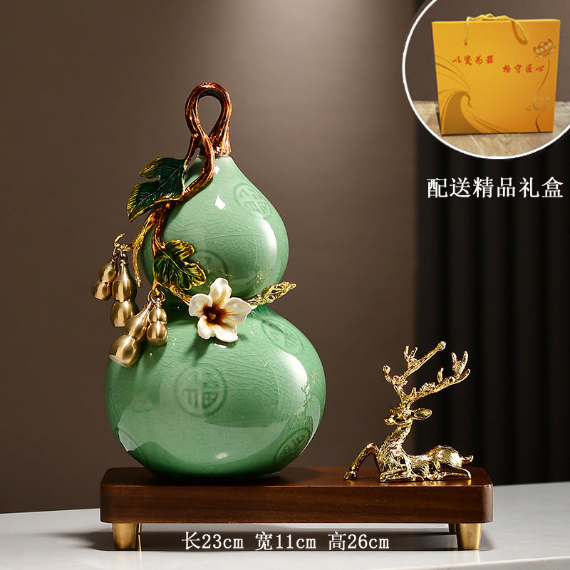 Magnolia Gourd Ornament, Luxury Chinese Style Decor, Hallway Cabinet Desktop Art Deco, Housewarming Gift