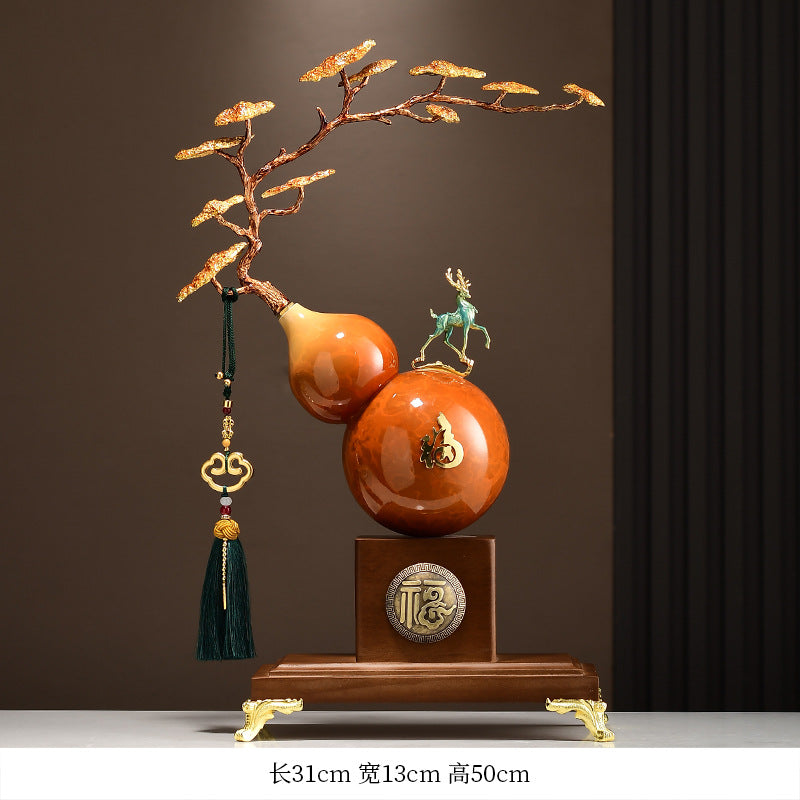 Magnolia Gourd Ornament, Luxury Chinese Style Decor, Hallway Cabinet Desktop Art Deco, Housewarming Gift