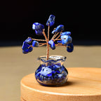 Premium Natural Crystal Tree Ornament, Raw Crystal & Crushed Chips Money Tree in Mini Aquarium, Unique Crystal Energy Desktop Gift