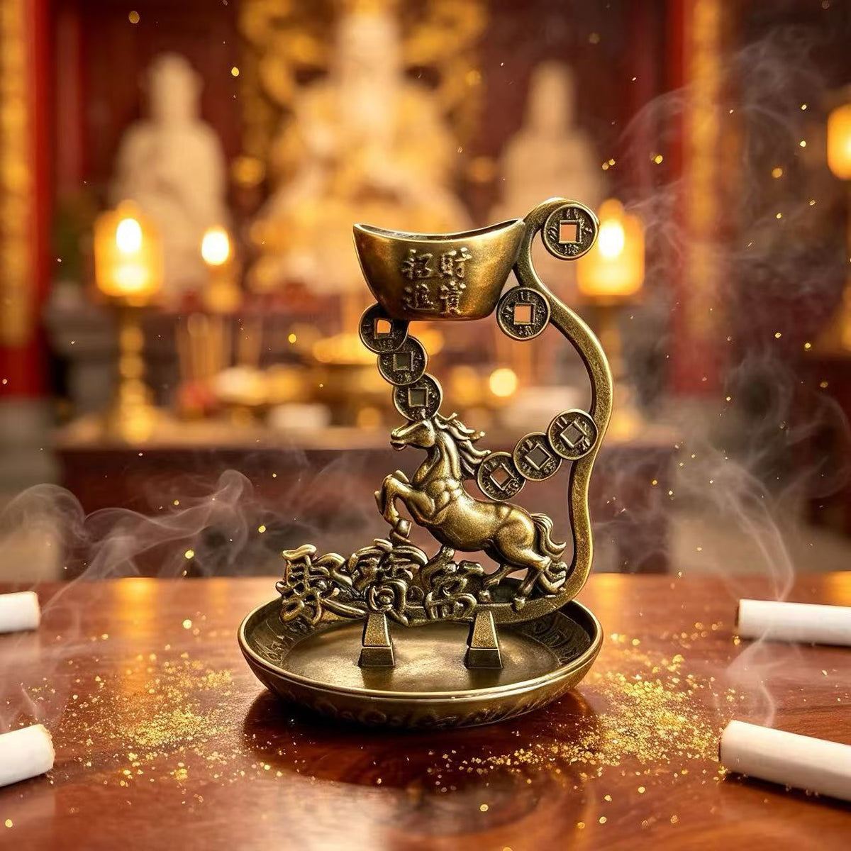 Five-Way Wealth God Manifest Writing Incense Sticks, Thick Round Black Wealth Incense, Natural Tibetan Sandalwood Cylinder Line Incense, Ritual Prayer Incense for Blessing, Meditation and Home Altar