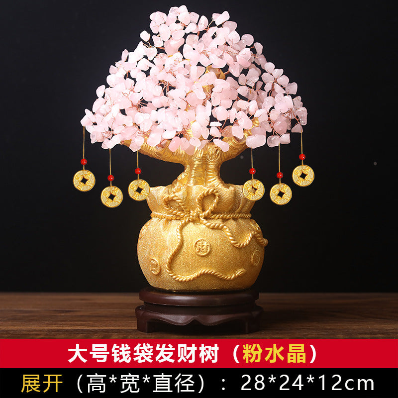 Natural Crystal Fortune Tree Money Bag Tree Money Tree Business Craft Gift Decoration