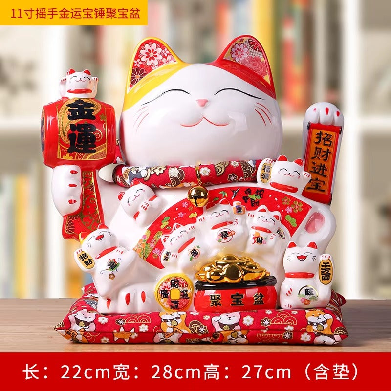 Lucky Cat Shaking Hand Ornaments Large Electric Cashier Home Store Opening Gift Ceramic Ornaments