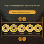 Genuine Pure Copper Five Emperor Coins, Loose Ancient Chinese Coins, Shunzhi Kangxi Yongzheng Qianlong Jiaqing Tongbao, Feng Shui Coins for Door Sill Decoration