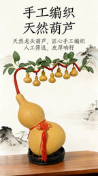 Natural Real Wu Lou Gourd Hand-Woven Money Tree Ornament, Handcrafted Prosperity Decor for Living Room Dining Room, Housewarming Business Opening Home Gift