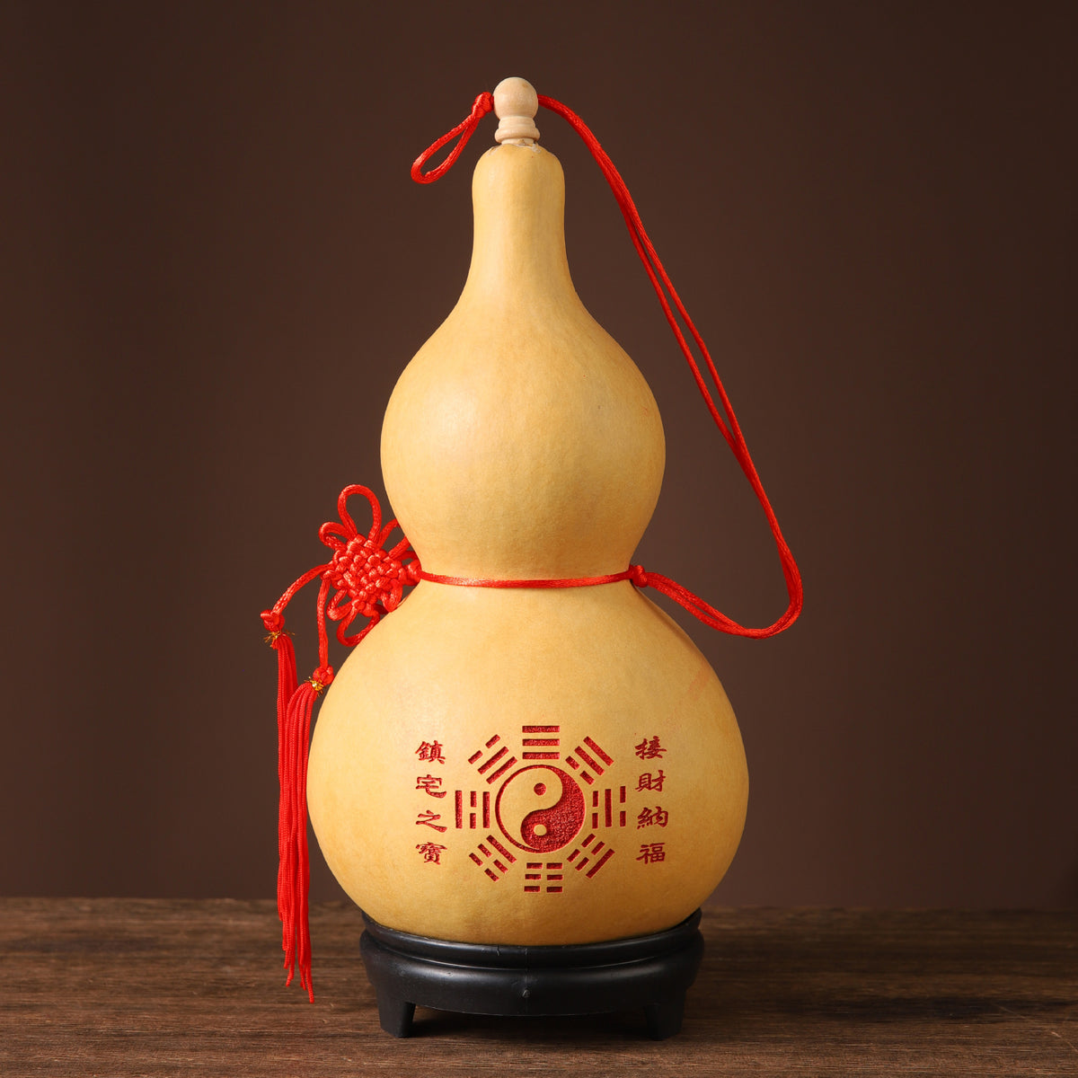 Natural Open Mouth Gourd Pendant, Real Dried Gourd with Eight Trigrams, Wall & Door Hanging Ornament, Indoor Home Decor for Bedroom & Entryway
