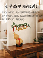 Natural Real Wu Lou Gourd Hand-Woven Money Tree Ornament, Handcrafted Prosperity Decor for Living Room Dining Room, Housewarming Business Opening Home Gift