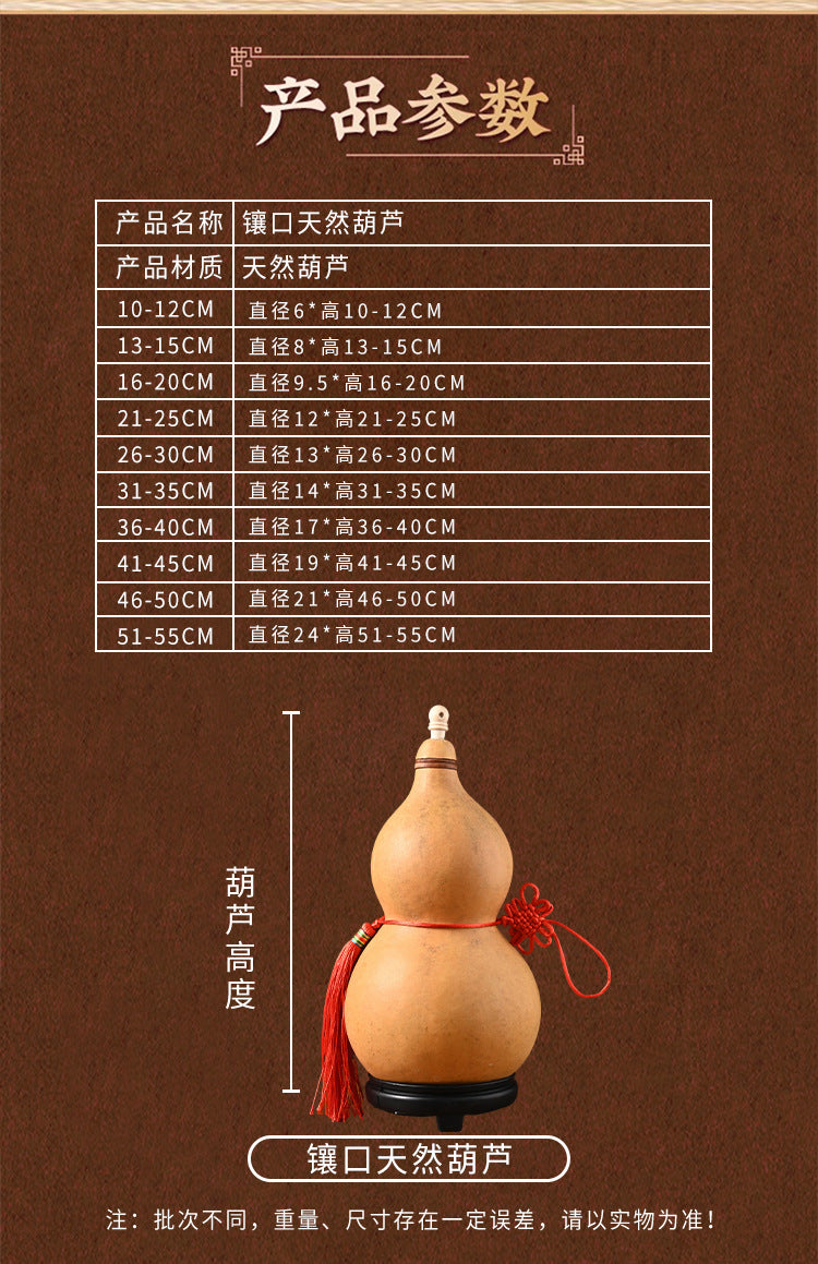 Natural Real Dried Gourd Hanging Pendant with Chinese Knot, Decor Gourd with Inlaid Mouth & Wooden Stopper Cap, Indoor Home Decor for Living Room and Door