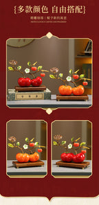 Premium Enamel Porcelain Persimmon Ornament, "Everything Goes Well" Ruyi Ceramic Decor for Living Room TV Wine Cabinet, Housewarming Gift for Boss Executive