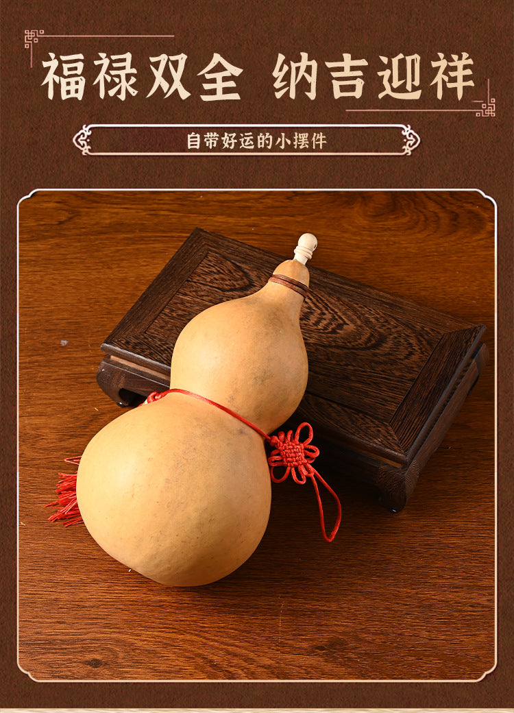 Natural Real Dried Gourd Hanging Pendant with Chinese Knot, Decor Gourd with Inlaid Mouth & Wooden Stopper Cap, Indoor Home Decor for Living Room and Door