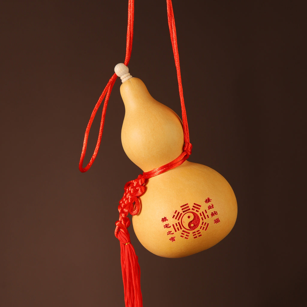 Natural Open Mouth Gourd Pendant, Real Dried Gourd with Eight Trigrams, Wall & Door Hanging Ornament, Indoor Home Decor for Bedroom & Entryway