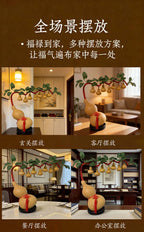 Natural Real Wu Lou Gourd Hand-Woven Money Tree Ornament, Handcrafted Prosperity Decor for Living Room Dining Room, Housewarming Business Opening Home Gift