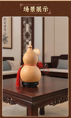 Natural Real Dried Gourd Hanging Pendant with Chinese Knot, Decor Gourd with Inlaid Mouth & Wooden Stopper Cap, Indoor Home Decor for Living Room and Door