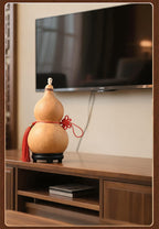 Natural Real Dried Gourd Hanging Pendant with Chinese Knot, Decor Gourd with Inlaid Mouth & Wooden Stopper Cap, Indoor Home Decor for Living Room and Door