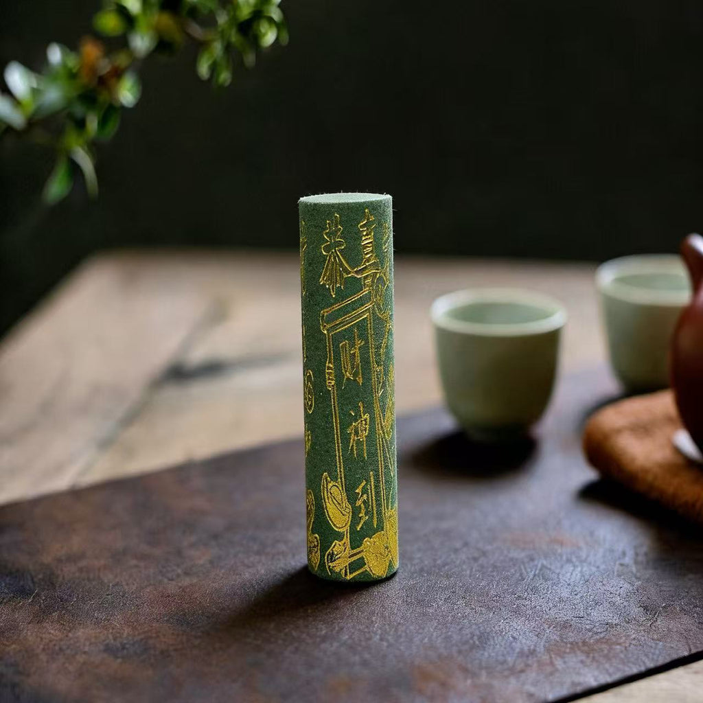 Five-Way Wealth God Manifest Writing Incense Sticks, Thick Round Black Wealth Incense, Natural Tibetan Sandalwood Cylinder Line Incense, Ritual Prayer Incense for Blessing, Meditation and Home Altar