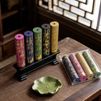 Five-Way Wealth God Manifest Writing Incense Sticks, Thick Round Black Wealth Incense, Natural Tibetan Sandalwood Cylinder Line Incense, Ritual Prayer Incense for Blessing, Meditation and Home Altar
