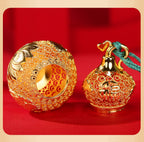Brass Filigree Wu Lou Gourd Ornament, Mini Hollow Openable Brass Gourd Pendant, Fortune & Longevity Hanging Craft for Home Desktop Decor