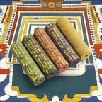 Five-Way Wealth God Manifest Writing Incense Sticks, Thick Round Black Wealth Incense, Natural Tibetan Sandalwood Cylinder Line Incense, Ritual Prayer Incense for Blessing, Meditation and Home Altar