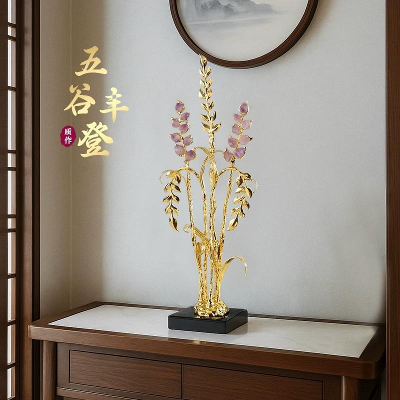 Crystal Wheat Ear Ornament, Harvest Barley Decor for Entryway, Living Room TV Stand & Wall Niche, Premium Housewarming & Business Opening Gift for Home Decoration