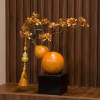 Modern Chinese Style Golden Pine Wu Lou Gourd Ornament, Solid Brass Handicraft with Custom Engraving, Premium Gift Box Housewarming Decor Gift