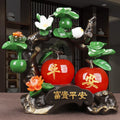 Chinese Style Apple Ornament with Jin Chan Statue, Wealth & Peace Decor for Living Room TV Cabinet Wine Cabinet, Prosperity Housewarming Gift for New Home
