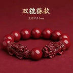Genuine Natural Cinnabar Pi Xiu Bracelet, Luck-Turning Feng Shui Beaded Bracelet, Peace Prosperity Zodiac Birth Year Blessing Bracelet Gift for Men Women