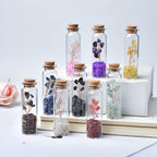 Natural Crushed Crystal Chips Tree in Mineral Specimen Bottle, Multi‑Material Crystal Tree Glass Wishing Bottle Handicraft Ornament, Home Desktop Decorative Display Piece