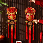 New Style Large Fu Character Lucky Bag Hanging Garland, Chinese New Year Spring Festival Hanging Ornament, Living Room Festive Decoration for Lunar New Year Home Decor