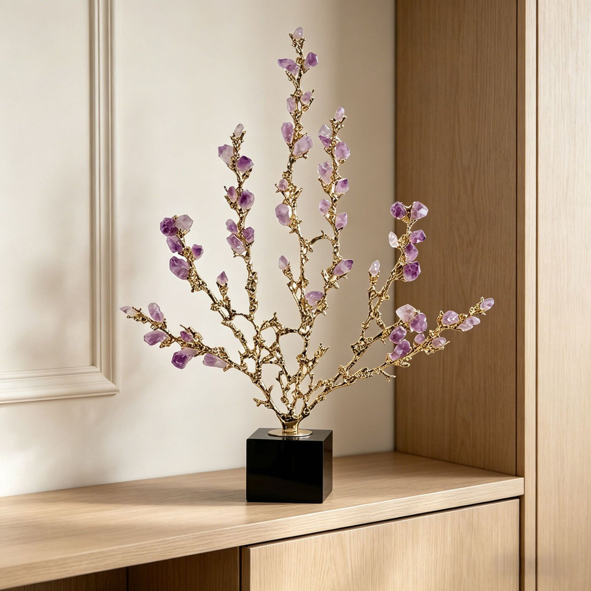 Light Luxury Amethyst Money Tree Ornament, Wealth & Good Fortune Decor for Living Room Entryway TV Stand Wine Cabinet Office, Housewarming New Home Desktop Decoration Gift