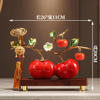 Premium Enamel Porcelain Persimmon Ornament, "Everything Goes Well" Ruyi Ceramic Decor for Living Room TV Wine Cabinet, Housewarming Gift for Boss Executive