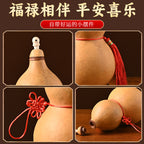 Natural Real Dried Gourd Hanging Pendant with Chinese Knot, Decor Gourd with Inlaid Mouth & Wooden Stopper Cap, Indoor Home Decor for Living Room and Door