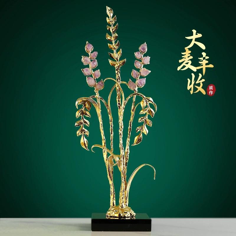 Crystal Wheat Ear Ornament, Harvest Barley Decor for Entryway, Living Room TV Stand & Wall Niche, Premium Housewarming & Business Opening Gift for Home Decoration