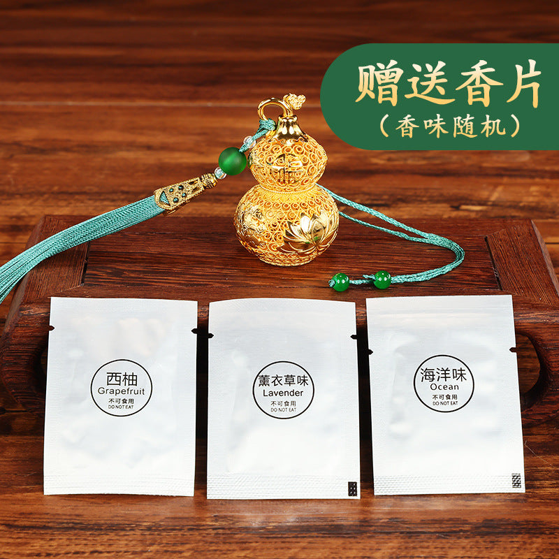 Brass Filigree Wu Lou Gourd Ornament, Mini Hollow Openable Brass Gourd Pendant, Fortune & Longevity Hanging Craft for Home Desktop Decor
