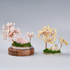 Natural Raw Crystal Tree Ornament with Crushed Crystal Chips, Premium Unique Money Tree in Mini Fish Tank, Crystal Energy Desktop Decor Gift for Home & Office