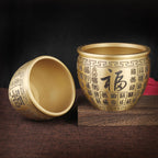 Brass Bai Fu Hundred Blessings Jar, Mini Brass Wealth Treasure Bowl Ornament, Five Tigers Blessing Ashtray, Prosperity Desktop Handicraft Decor for Home Office