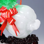 Jade Cabbage Ornament, Creative Wealth & Good Luck Decor Statue, Home Office Desktop Display, Prosperity Gift for Business Grand Opening