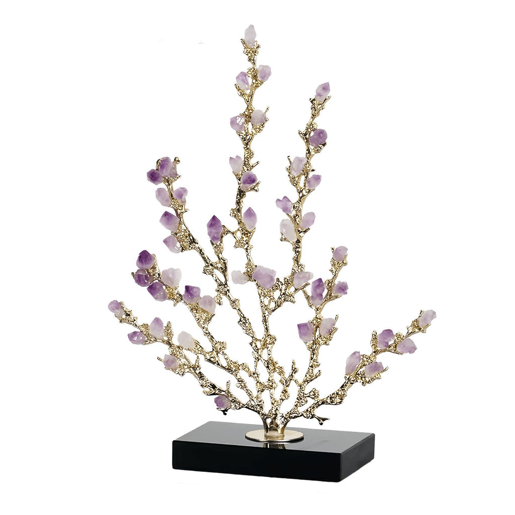 Light Luxury Amethyst Money Tree Ornament, Wealth & Good Fortune Decor for Living Room Entryway TV Stand Wine Cabinet Office, Housewarming New Home Desktop Decoration Gift