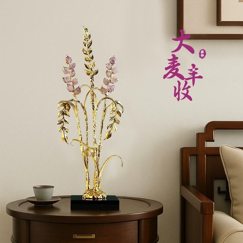 Crystal Wheat Ear Ornament, Harvest Barley Decor for Entryway, Living Room TV Stand & Wall Niche, Premium Housewarming & Business Opening Gift for Home Decoration
