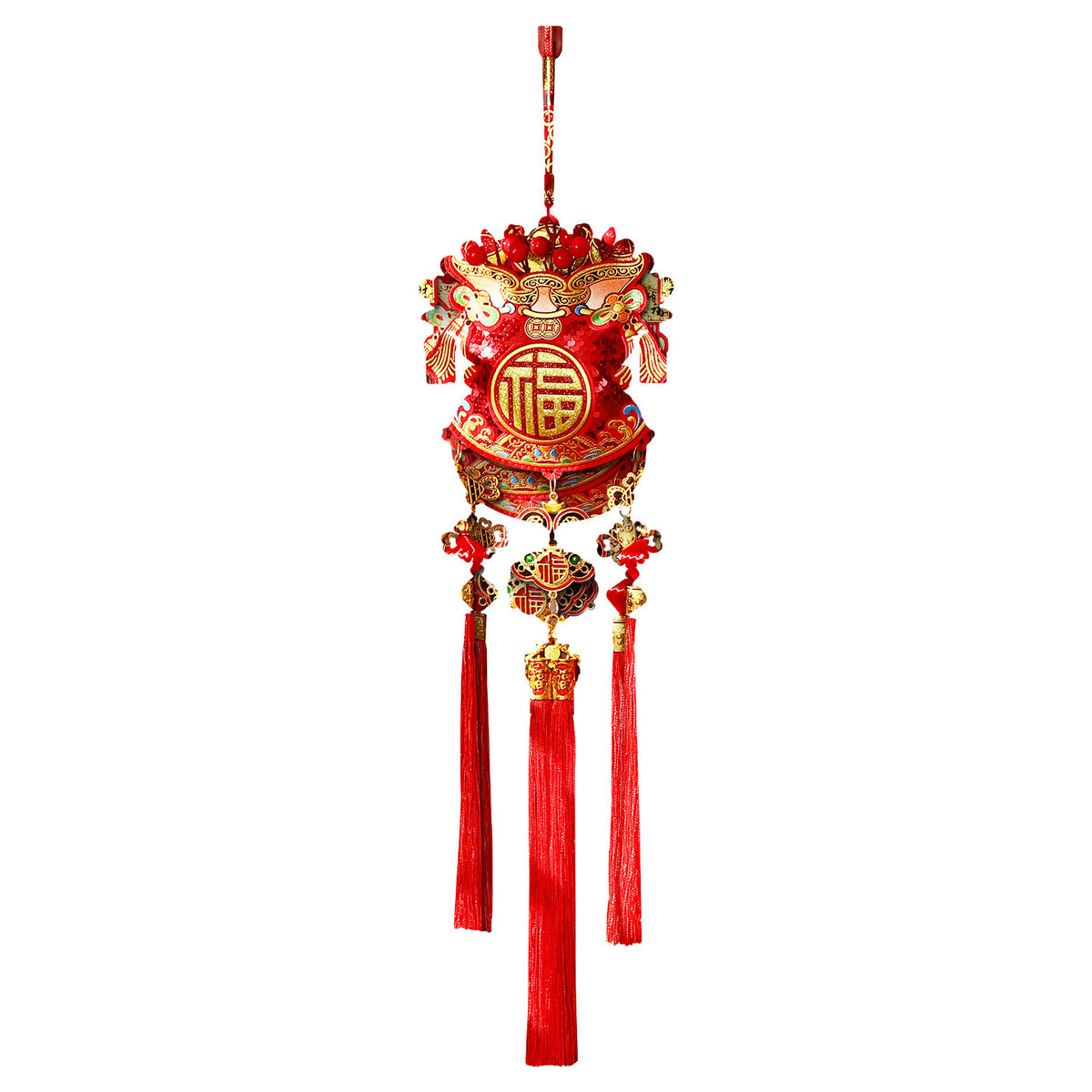 New Style Large Fu Character Lucky Bag Hanging Garland, Chinese New Year Spring Festival Hanging Ornament, Living Room Festive Decoration for Lunar New Year Home Decor