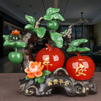 Chinese Style Apple Ornament with Jin Chan Statue, Wealth & Peace Decor for Living Room TV Cabinet Wine Cabinet, Prosperity Housewarming Gift for New Home