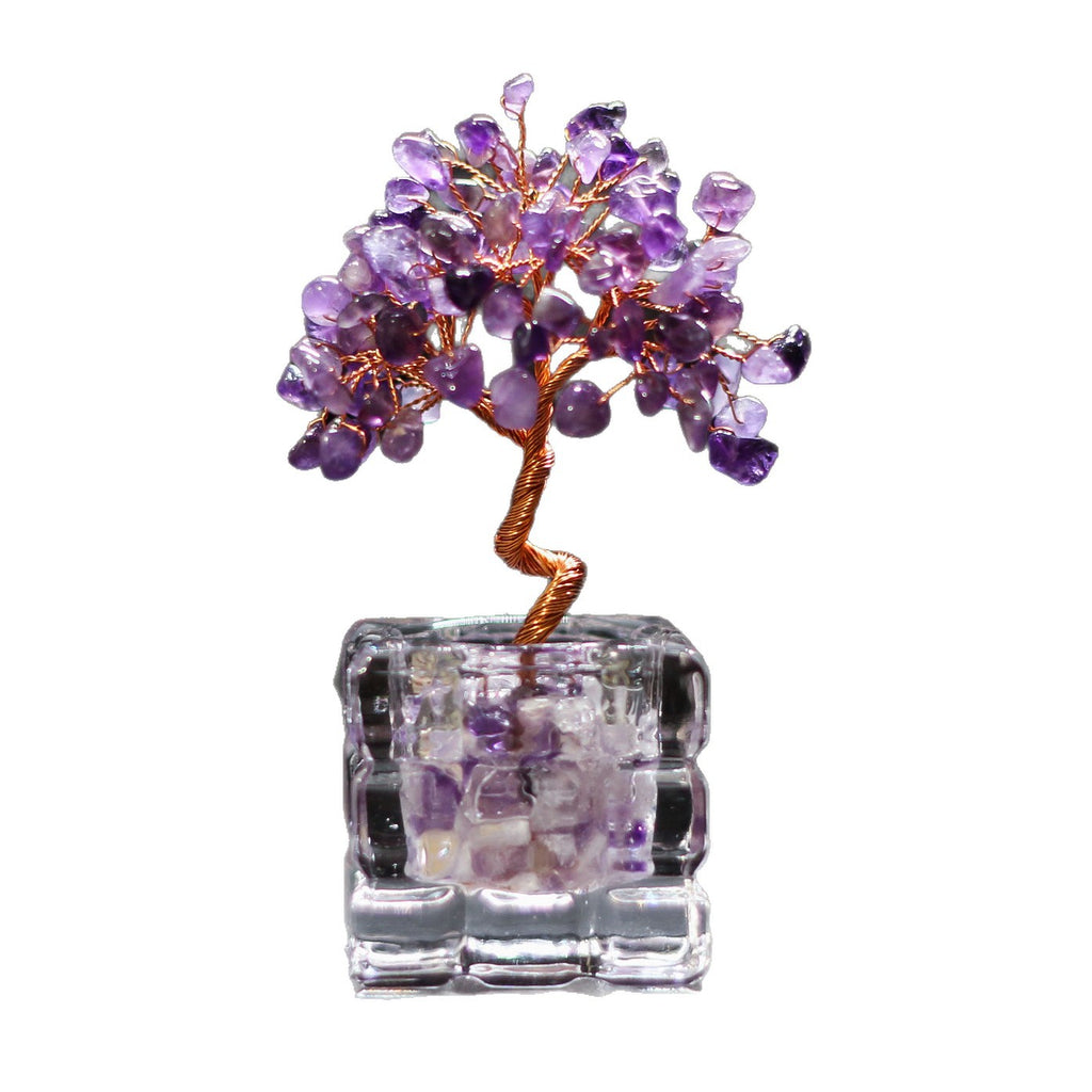Natural Crushed Crystal Chips Money Tree Handicraft Ornament, Cinnabar Crystal Tree Home Office Desktop Decor, Prosperity Luck Gift for Housewarming & Business