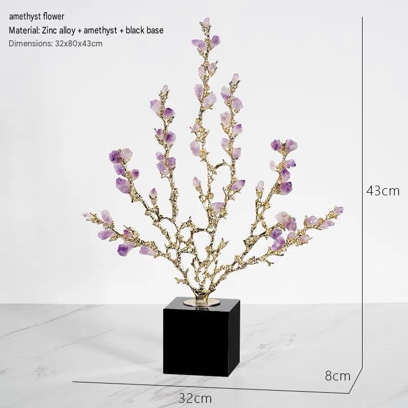 Light Luxury Amethyst Money Tree Ornament, Wealth & Good Fortune Decor for Living Room Entryway TV Stand Wine Cabinet Office, Housewarming New Home Desktop Decoration Gift