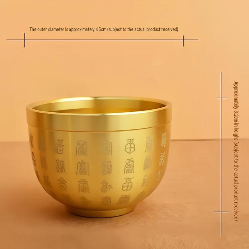 Brass Bai Fu Hundred Blessings Jar, Mini Brass Wealth Treasure Bowl Ornament, Five Tigers Blessing Ashtray, Prosperity Desktop Handicraft Decor for Home Office