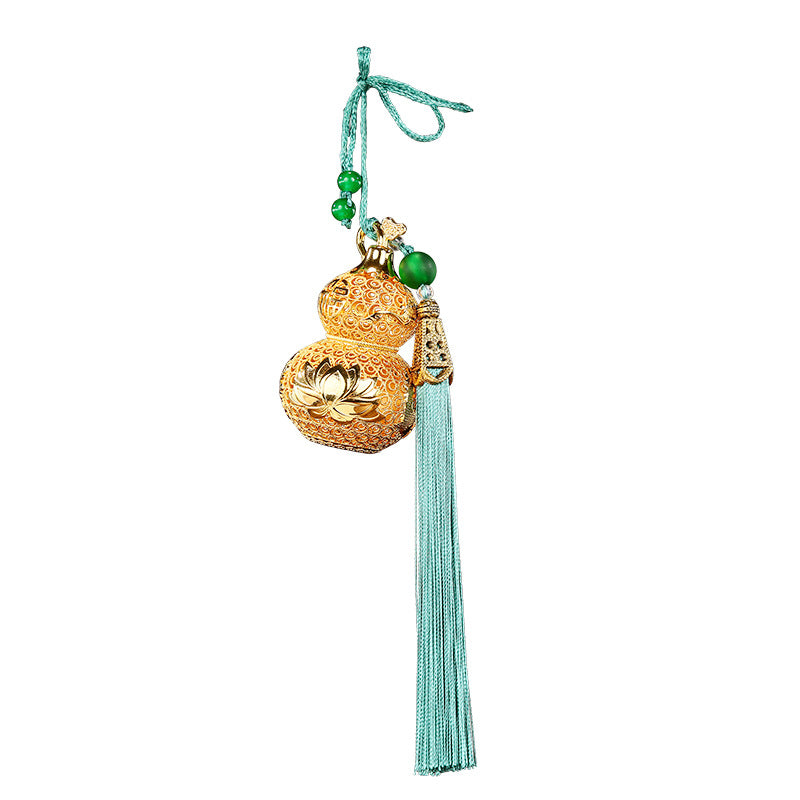 Brass Filigree Wu Lou Gourd Ornament, Mini Hollow Openable Brass Gourd Pendant, Fortune & Longevity Hanging Craft for Home Desktop Decor