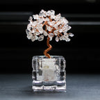 Natural Crushed Crystal Chips Money Tree Handicraft Ornament, Cinnabar Crystal Tree Home Office Desktop Decor, Prosperity Luck Gift for Housewarming & Business