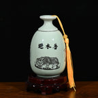 Bi Shui Shou Ceramic Vase, Water-Warding Beast Bottle with Lotus & Koi Carp Design, Feng Shui Ornament for Bathroom Northwest Corner, Handcrafted Porcelain Home Decor