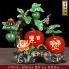 Chinese Style Apple Ornament with Jin Chan Statue, Wealth & Peace Decor for Living Room TV Cabinet Wine Cabinet, Prosperity Housewarming Gift for New Home
